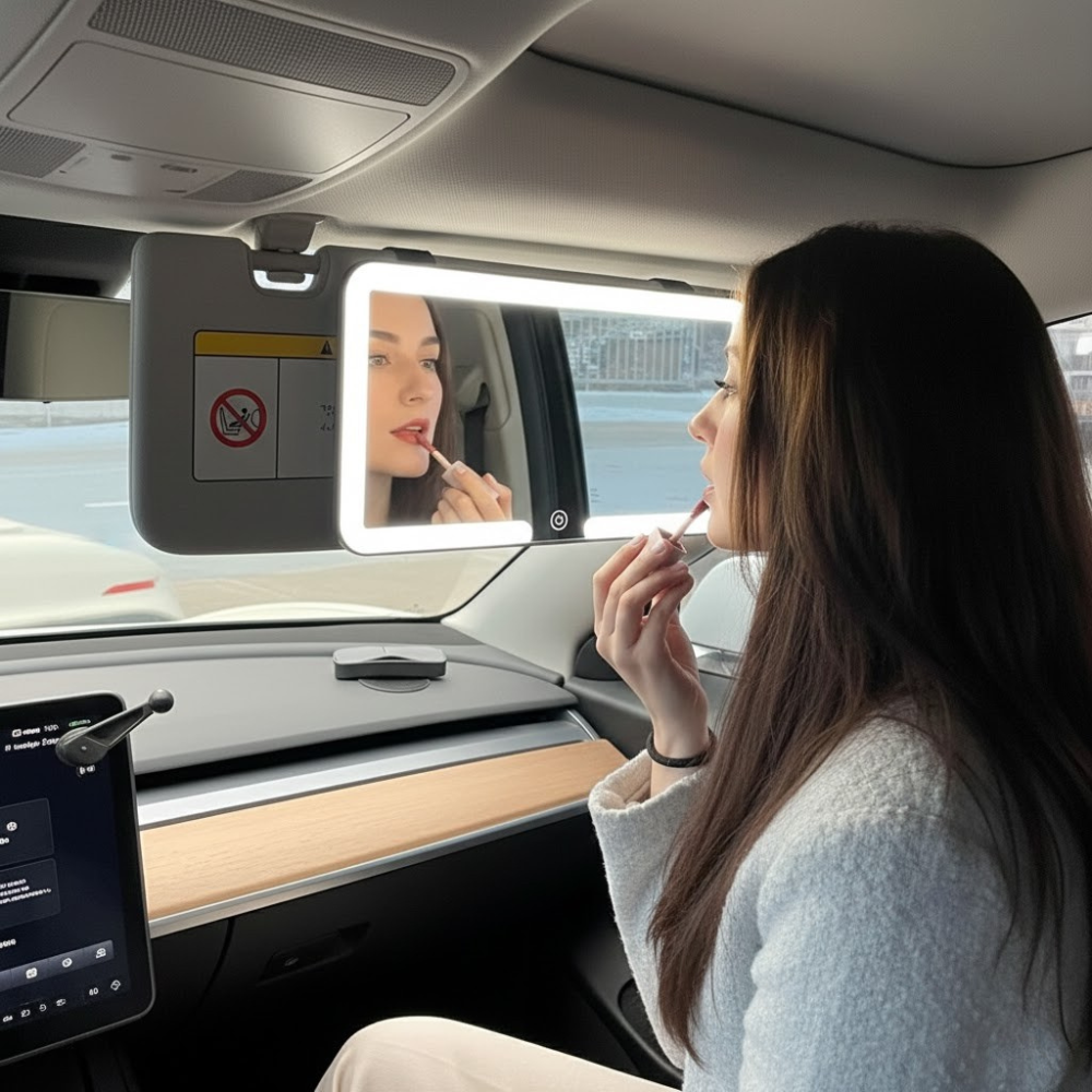 مرآة تجميل للسيارة بإضاءة LED